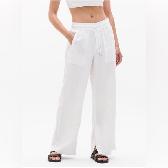 Athleta Pants - NWT-Athleta White Retreat Linen Wide Leg Pant, Medium